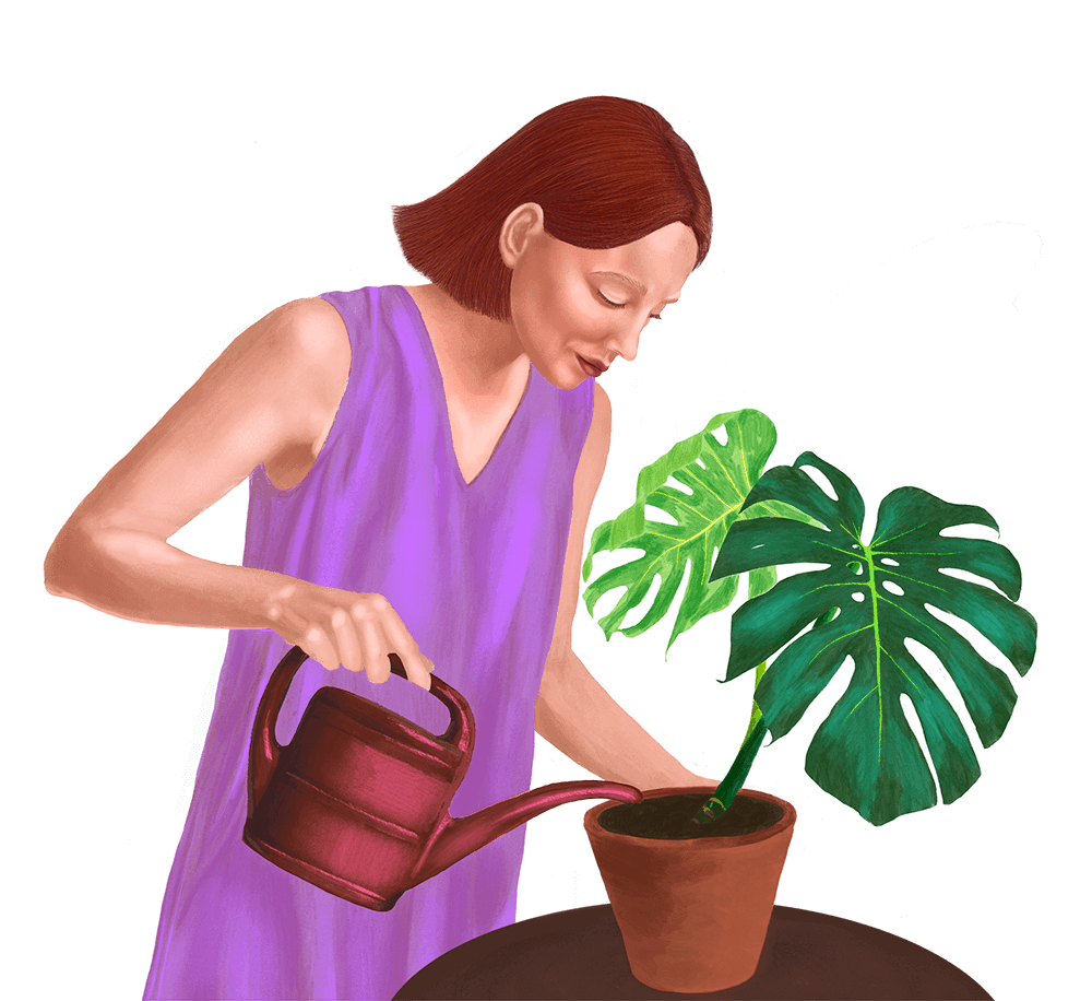 Woman Watering Plant