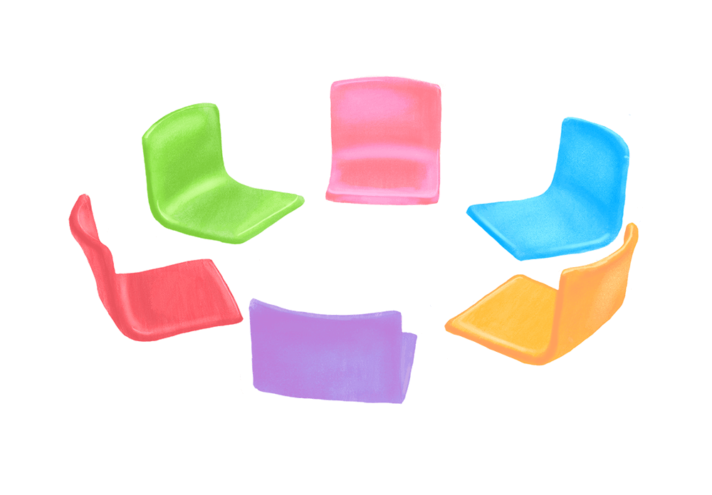 Multi Color Group Therapy Chairs illustration